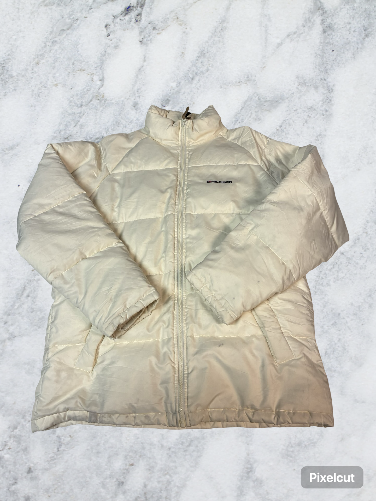 Vintage Tommy Hilfiger Winterjacke cremefarben L 6290