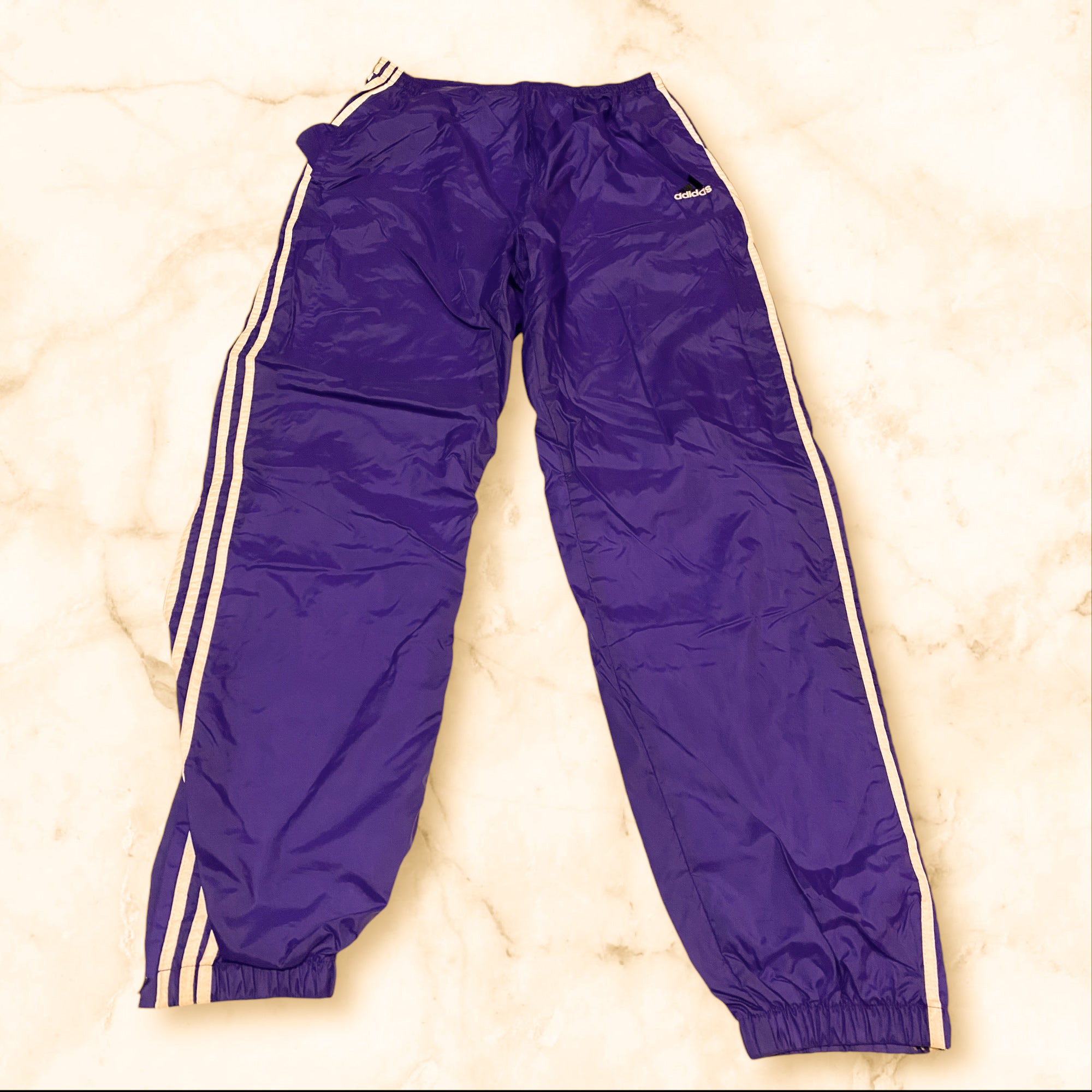 Adidas Vintage Trackpants, Baggy, Nylon Stoff aus Regenjacke XL #8733