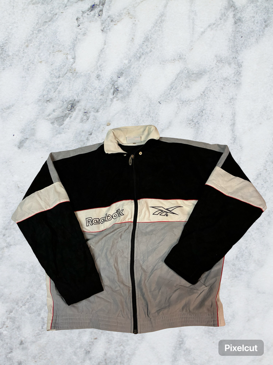 Vintage Reebok Trainingsjacke Stoff wie Samt S 5938
