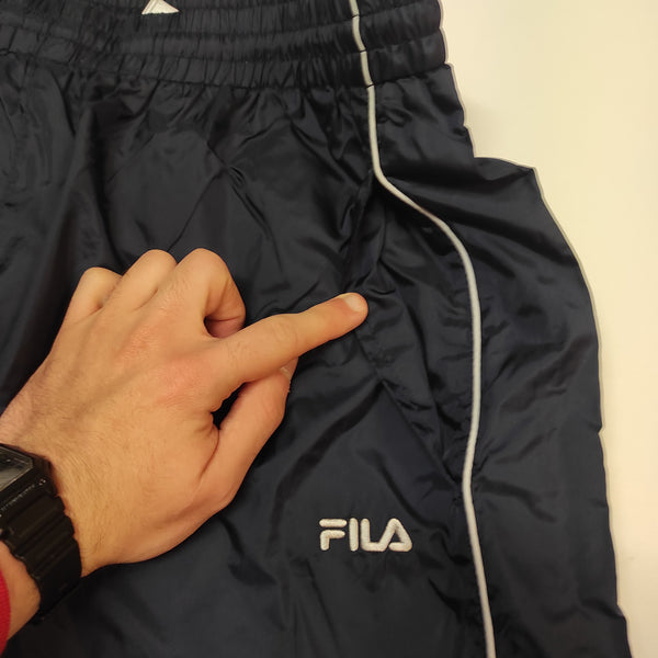 Fila Vintage Trackpants Baggy L Reflective Nylon Stoff aus Regenjacke #8655