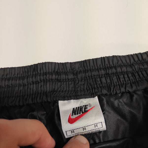 Nike Trackpants M Vintage Full Black Nylon Stoff aus Regenjacke #8687