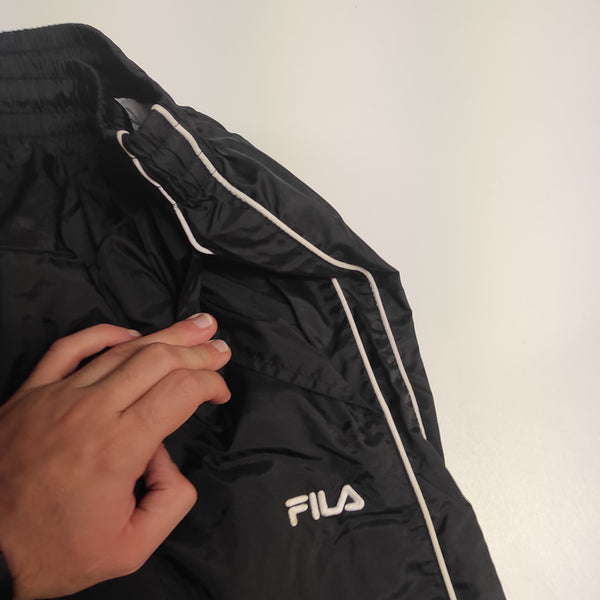 Fila Vintage Trackpants L Reflective Baggy Nylon Stoff aus Regenjacke #8479