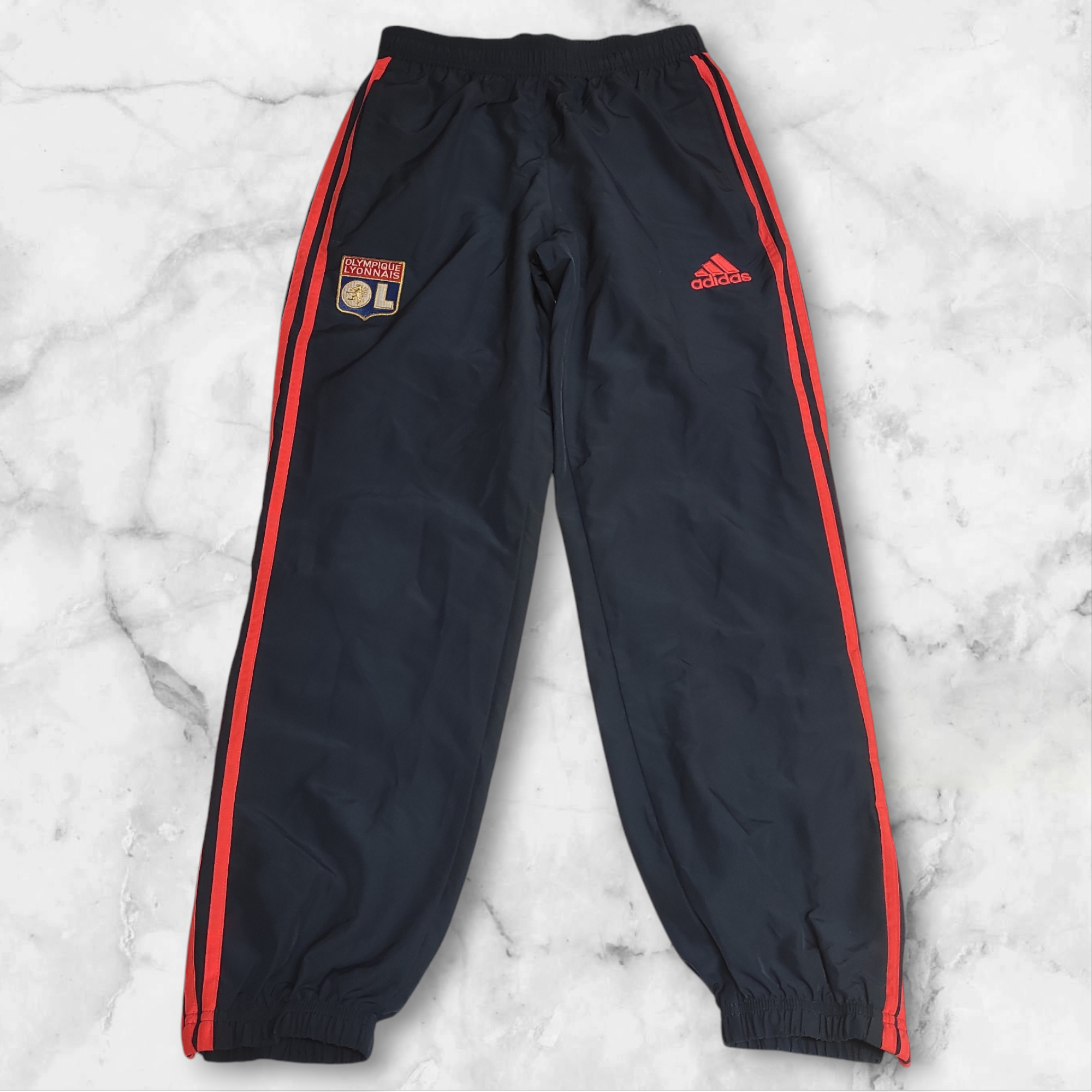 Adidas x Olympique Lyon Trackpants S Nylon Stoff aus Regenjacke #9410