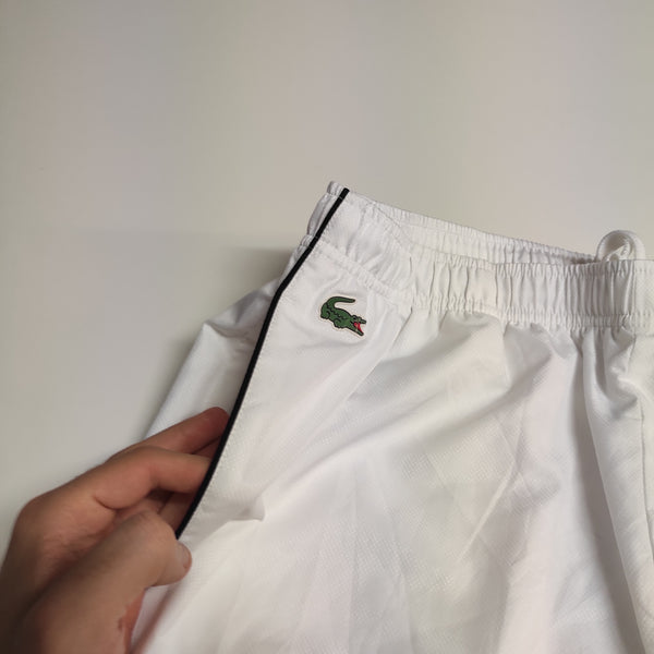 Lacoste Vintage Baggy White Trackpants M Nyln Stoff aus Regenjacke M #8759 Gr XL fit M